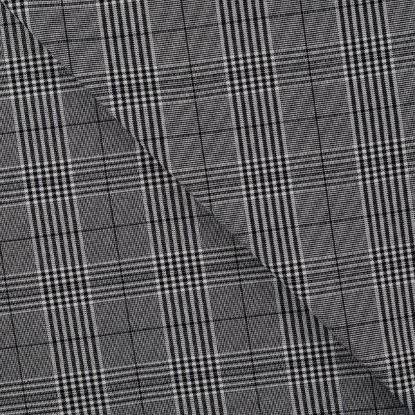 Polyester-Webware in Schwarz-Weiß mit Karo, Stoff in ganzer Breite